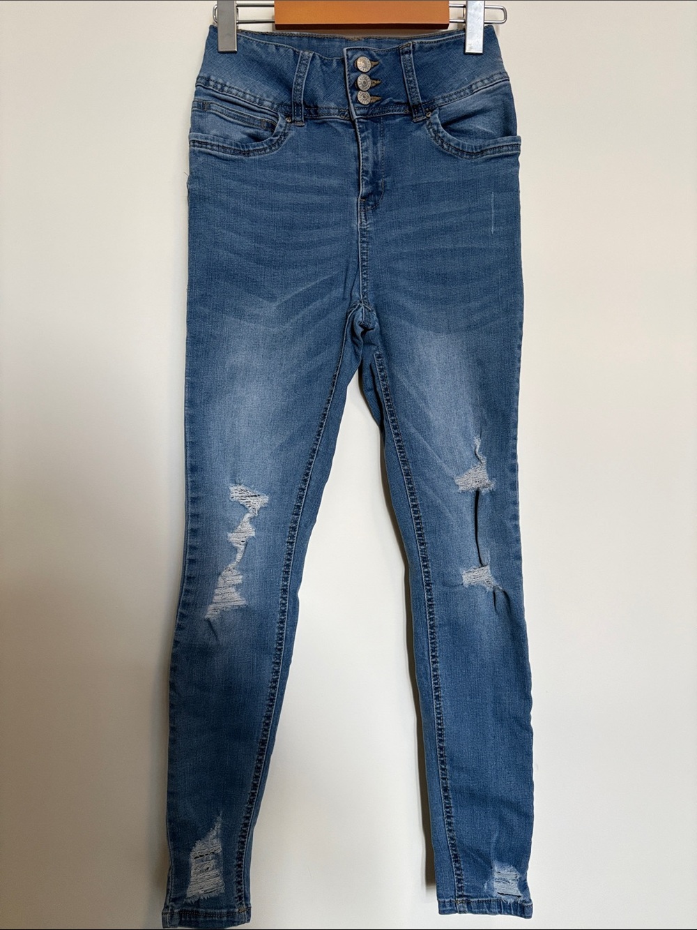 REFUGE High Rise Skinny Jeans Light Wash 3 Button Fly Size 3